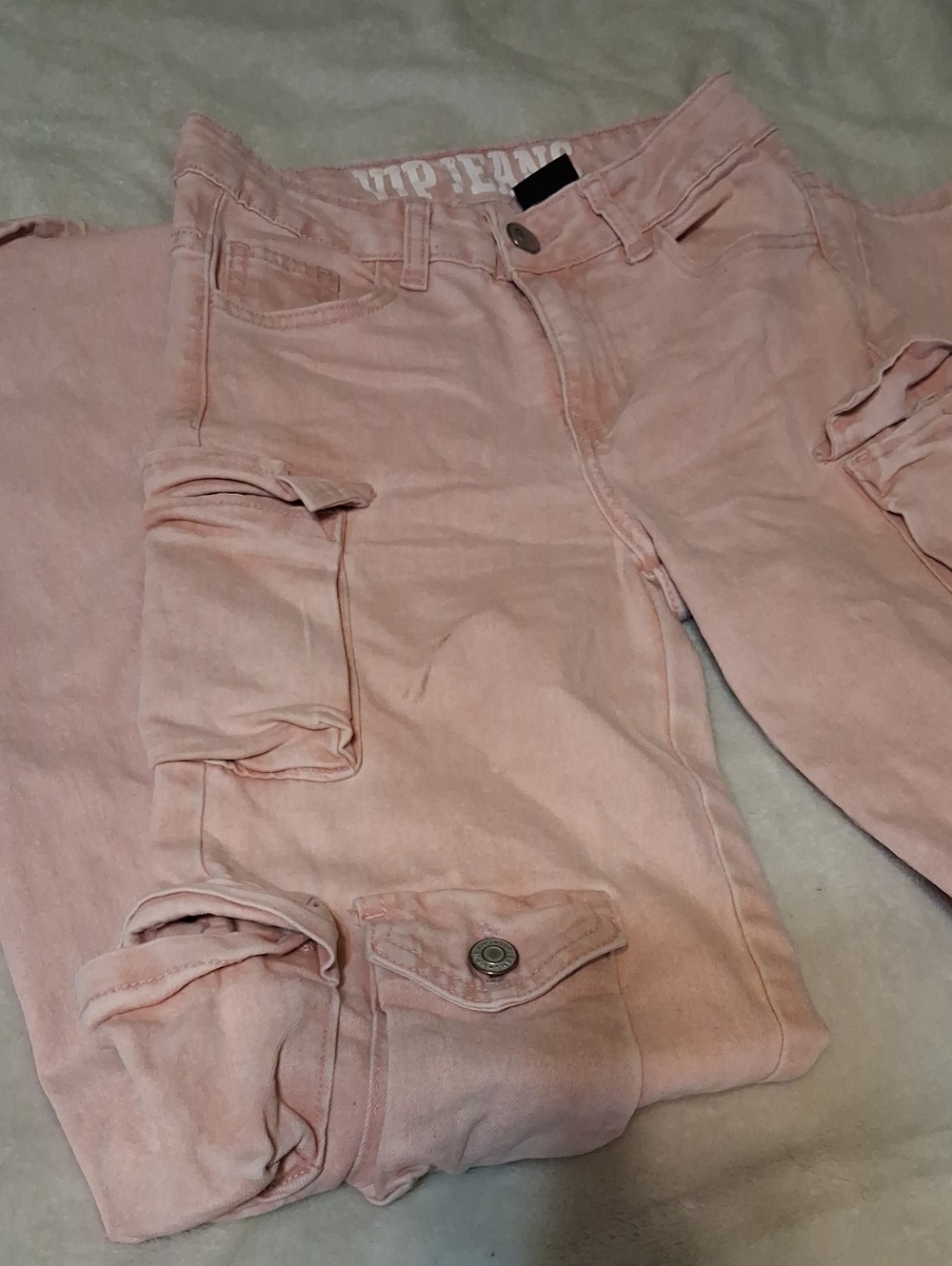 Pink Cargo Jeans with Utility Pockets